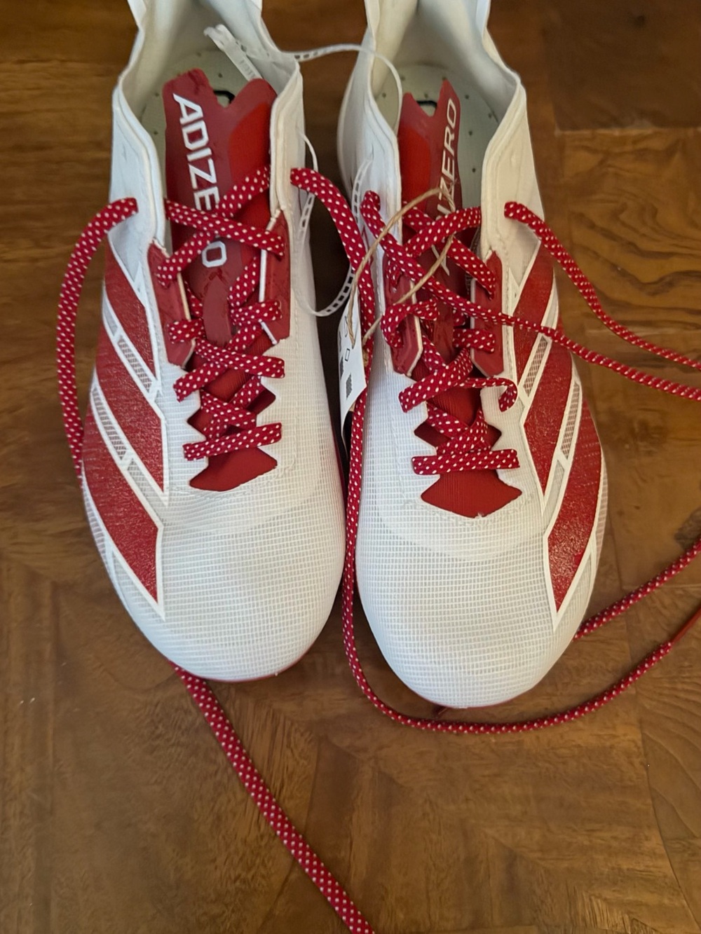 adidas Adizero Men's White and Red Athletic Running Shoes